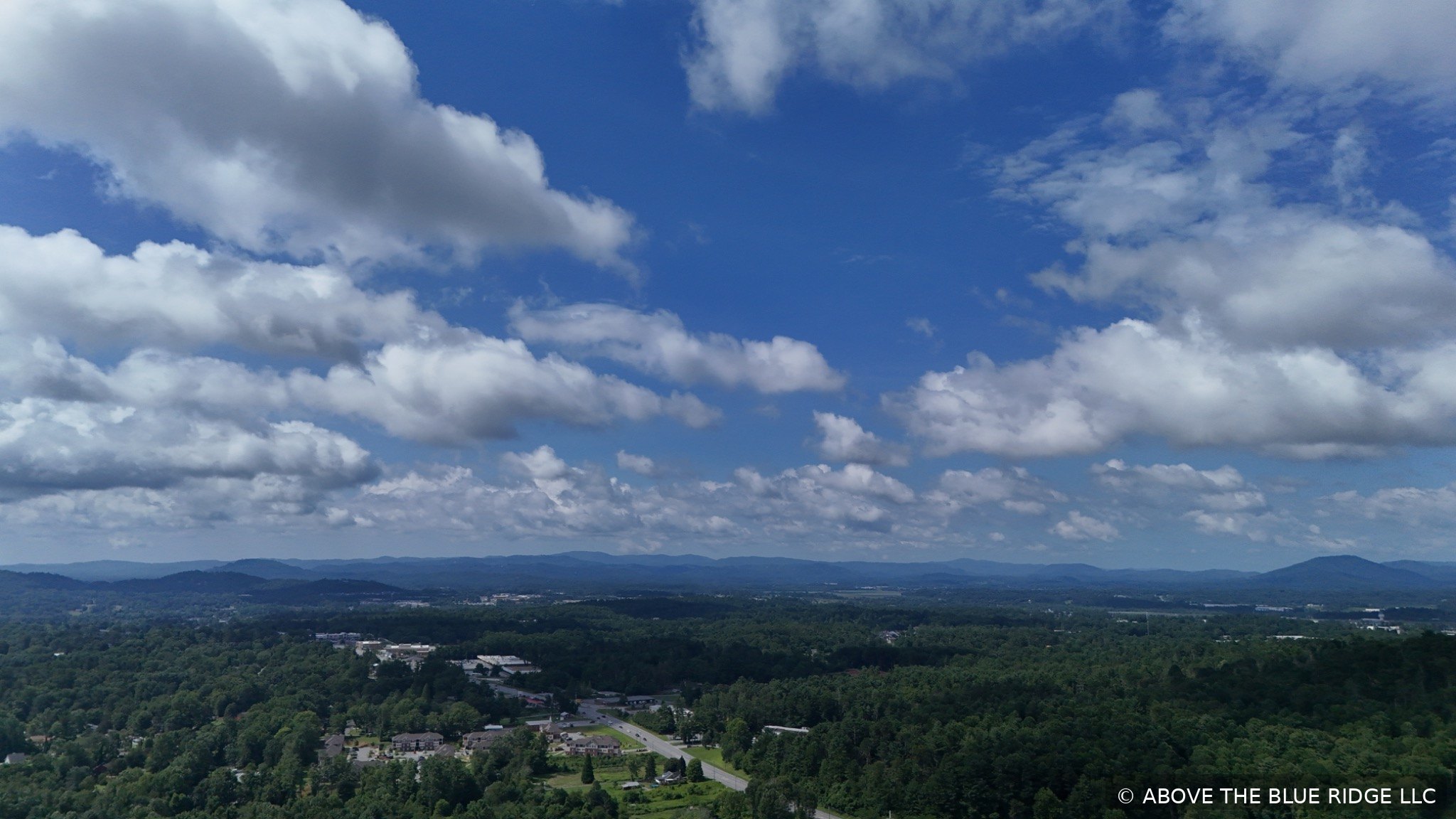 Aerial view of a mountain community in Western North Carolina