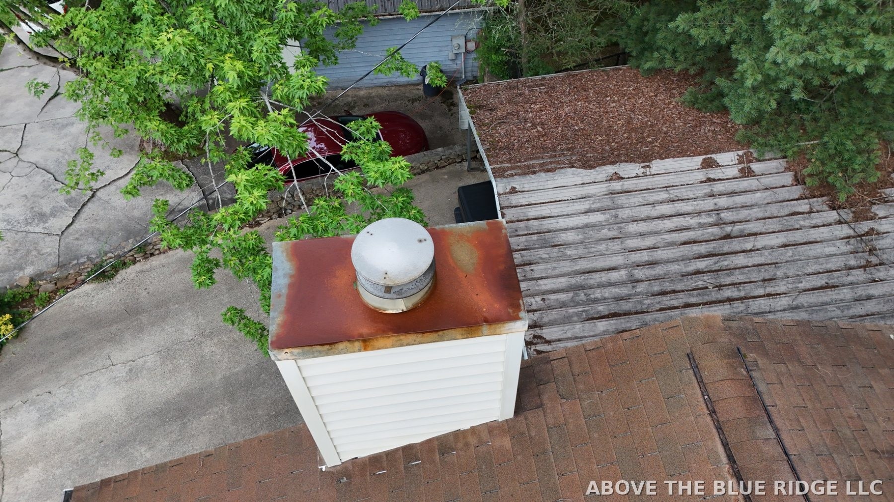 Aerial roof and property inspection photography