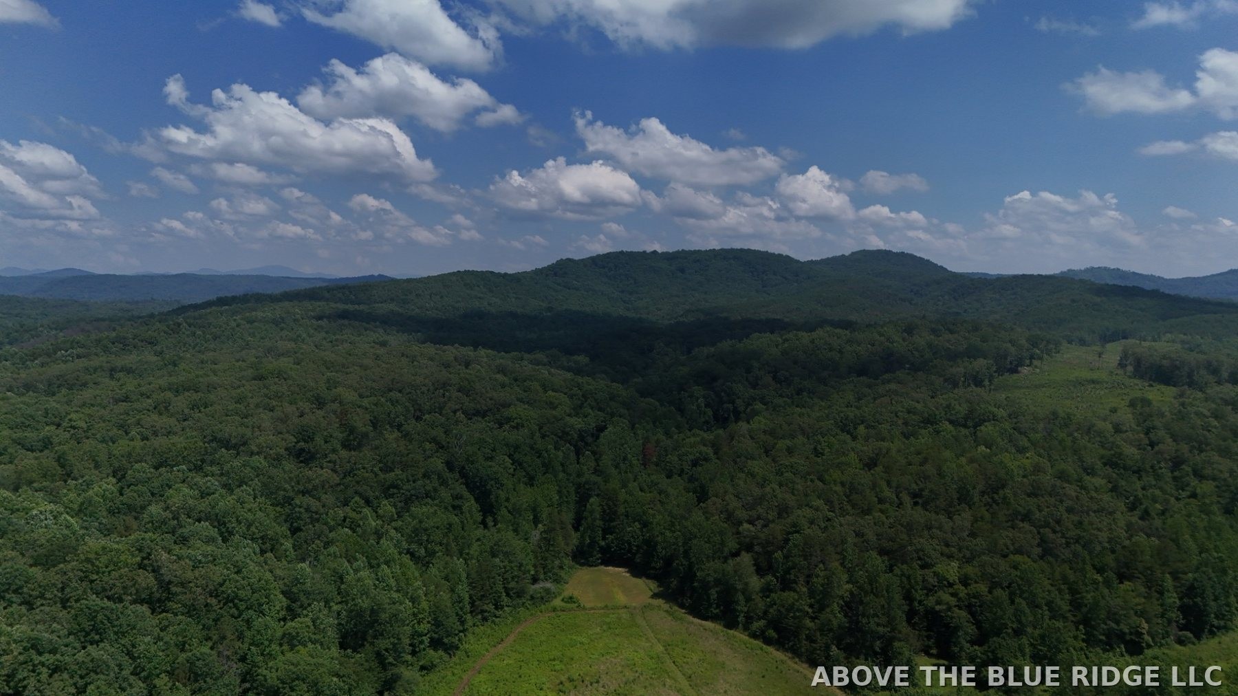 Blue Ridge mountain landscape photographed from a drone